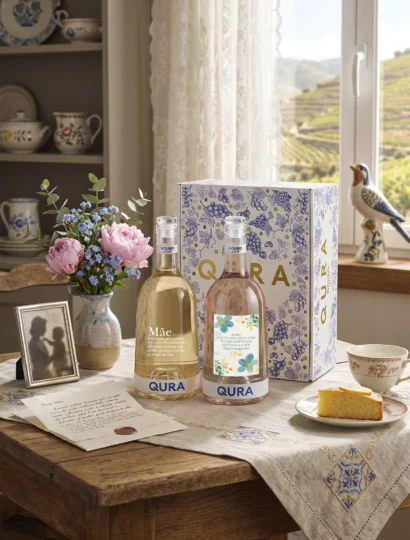 Seleção QURA para o Dia da Mãe com vinhos e flores em ambiente acolhedor e familiar