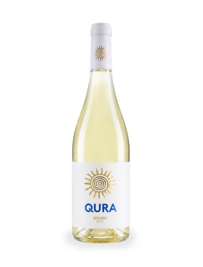 Vinho branco QURA DOURO com rótulo elegante e design moderno, ideal para diversas ocasiões