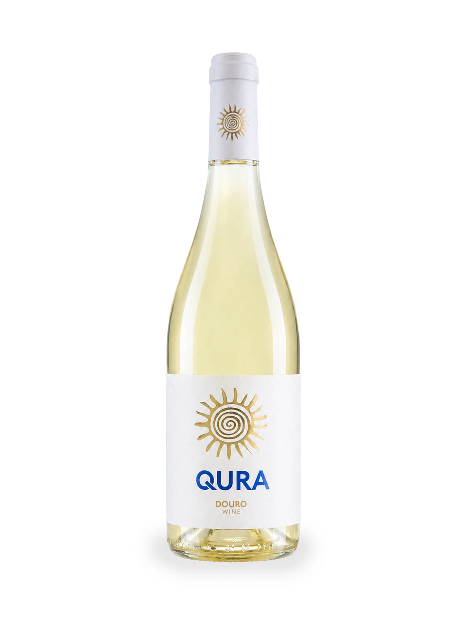 Vinho branco QURA DOURO com rótulo elegante e design moderno, ideal para diversas ocasiões