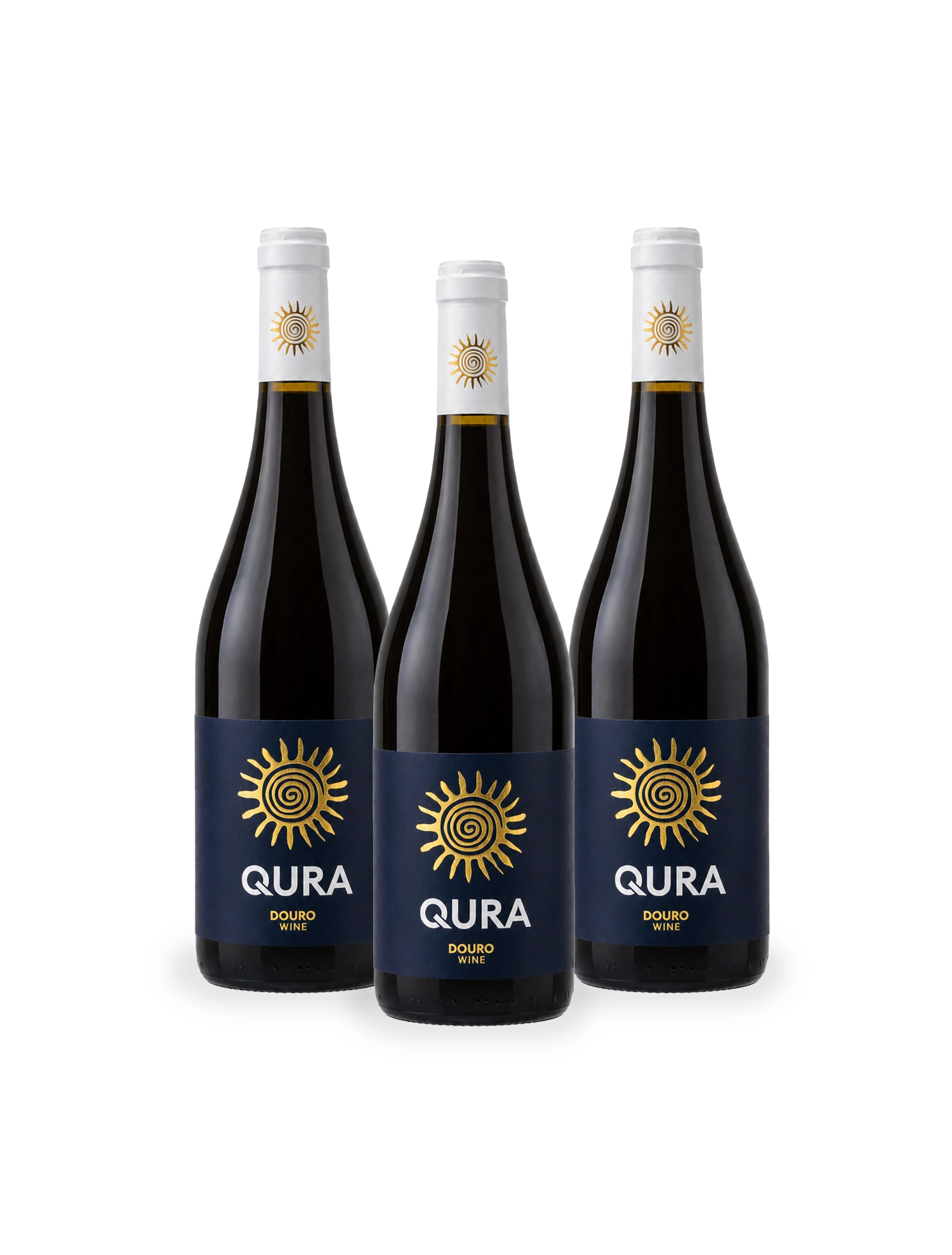 Pack de três garrafas de vinho tinto Qura Red da região do Douro