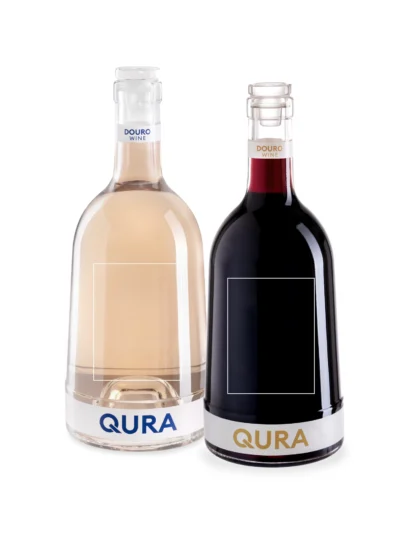 Garrafas de vinho QURA, branco e tinto, com design elegante e personalizável
