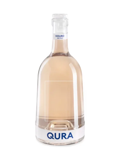 Garrafão de vinho rosé QURA, elegante e personalizável, com rótulo em destaque